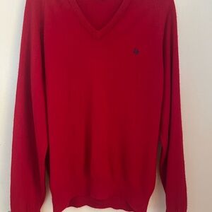 Dior Red V-Neck Sweater Elegant Knit